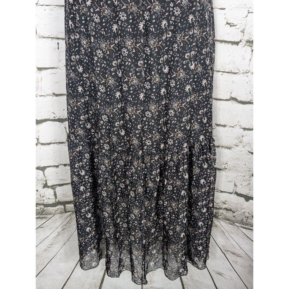 LE RAGAZZE Boho Cottage Prairie Silk Floral Dark Fairy Italy Maxi Dress Large - Picture 3 of 7